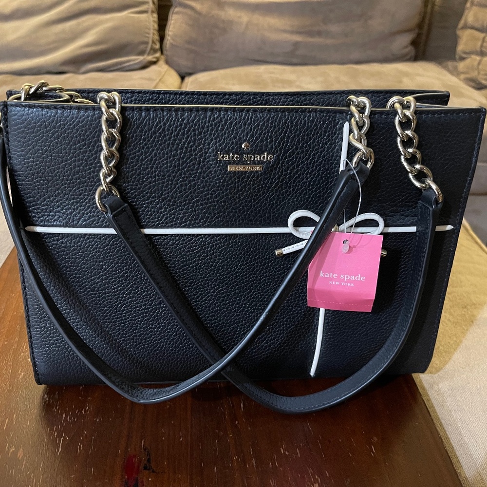 Kate spade black bag with white bow